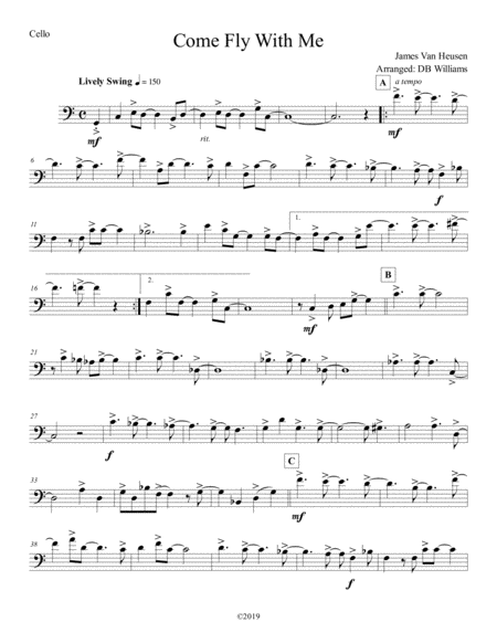 Free Sheet Music Come Fly With Me Cello