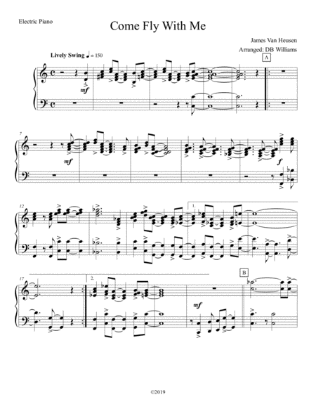 Come Fly With Me Electric Piano Sheet Music