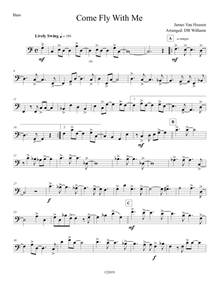 Free Sheet Music Come Fly With Me Strings Bass