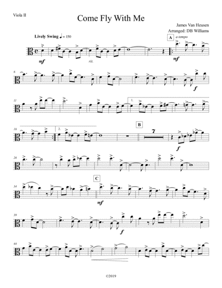 Come Fly With Me Viola 2 Sheet Music