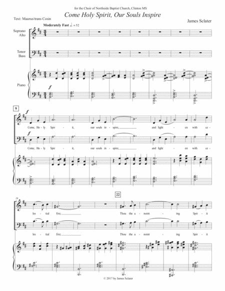Free Sheet Music Come Holy Spirit Our Souls Inspire