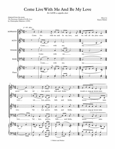 Come Live With Me And Be My Love Satb Acapella Choir Sheet Music