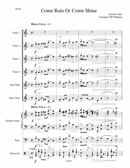 Come Rain Or Come Shine Flute Choir Sheet Music