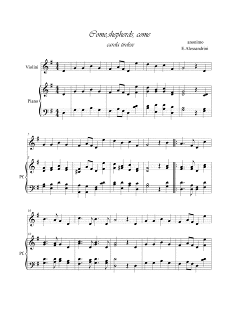 Come Shepherds Come Violin And Piano Sheet Music