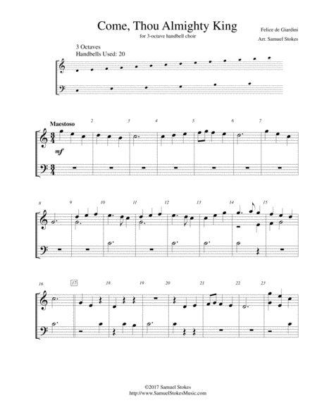 Free Sheet Music Come Thou Almighty King For 3 Octave Handbell Choir