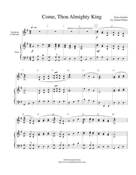 Come Thou Almighty King Xylophone Marimba With Piano Accompaniment Sheet Music