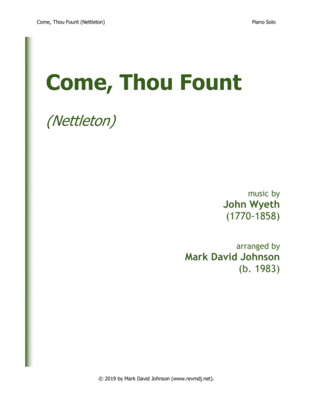 Free Sheet Music Come Thou Fount Nettleton