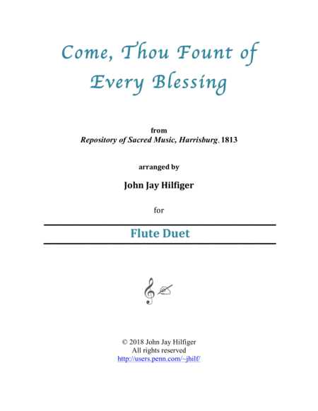 Come Thou Fount Of Every Blessing For Flute Duet Sheet Music