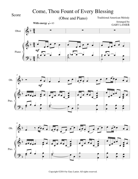 Come Thou Fount Of Every Blessing Oboe Piano And Oboe Part Sheet Music