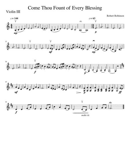 Free Sheet Music Come Thou Fount Of Every Blessing Violin Iii