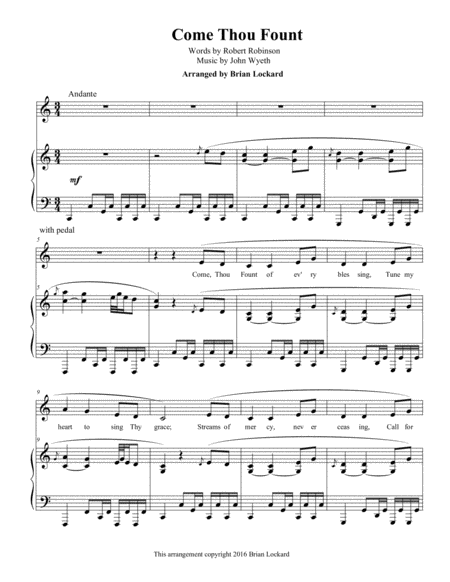 Come Thou Fount Piano And Voice Sheet Music