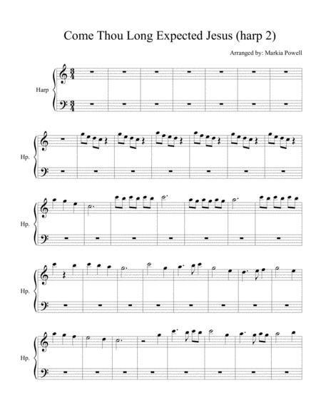 Free Sheet Music Come Thou Long Expected Jesus Duet Harp 2