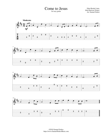 Come To Jesus For Easy Guitar With Tab Sheet Music