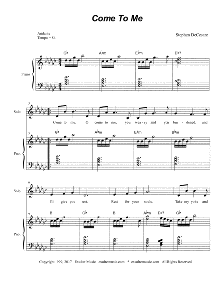 Come To Me Sheet Music