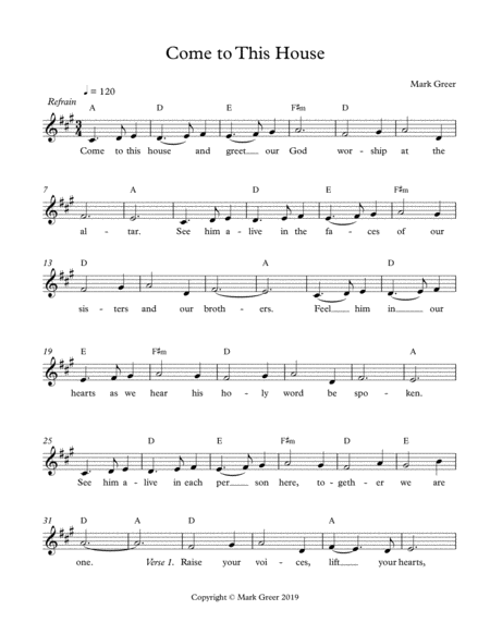 Come To This House Sheet Music