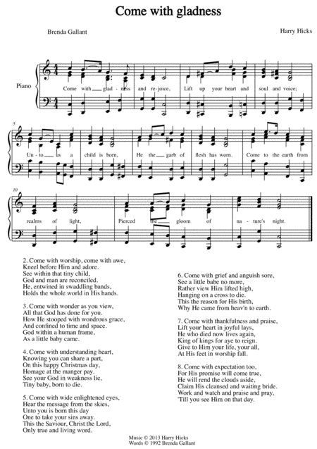 Free Sheet Music Come With Gladness A New Hymn