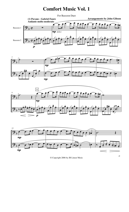 Free Sheet Music Comfort Music For Bassoon Duet