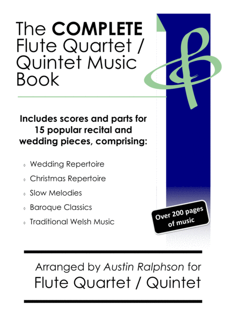 Complete Flute Quartet Quintet Music Book Pack Of 15 Essential Pieces Wedding Christmas Baroque Slow Melody Welsh Sheet Music