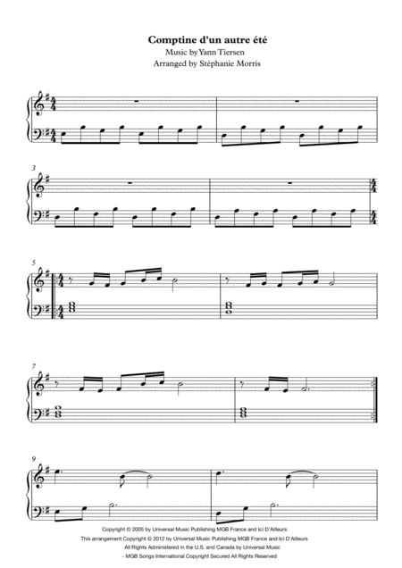 Comptine D Un Autret Easypiano Short Version For Kids And Adults Sheet Music