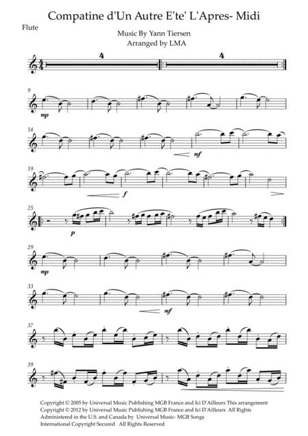 Comptine D Un Autret L Aprs Midi Woodwind Quartet Parts Sheet Music
