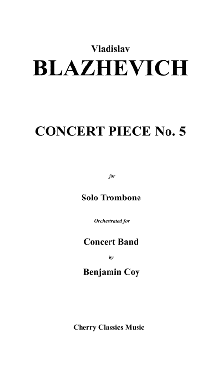 Concert Piece No 5 For Solo Trombone And Concert Band Sheet Music