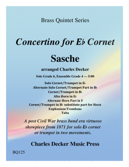 Free Sheet Music Concertino For Eb Cornet For Brass Quintet