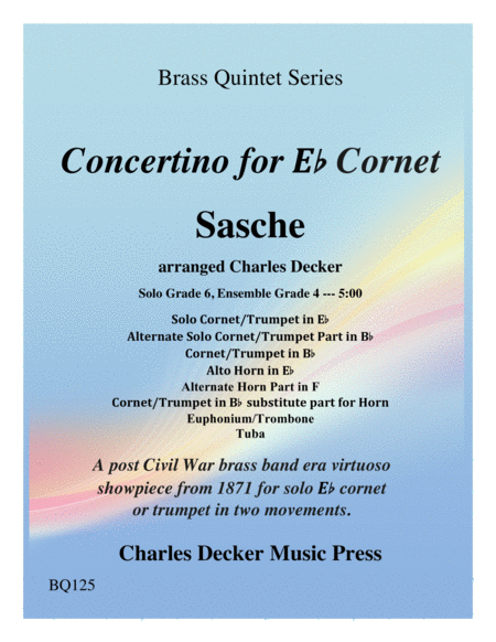 Concertino For Eb Cornet For Brass Quintet Sheet Music