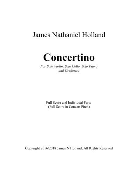 Free Sheet Music Concertino For Solo Violin Solo Cello Solo Piano And Orchestra Full Score And All Parts