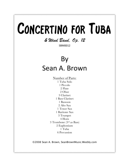 Concertino For Tuba Wind Band Op 12 Sheet Music