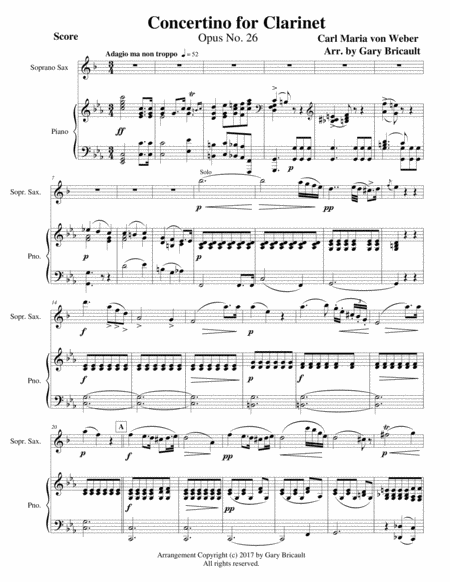 Free Sheet Music Concertino In Eb For Clarinet Opus 26