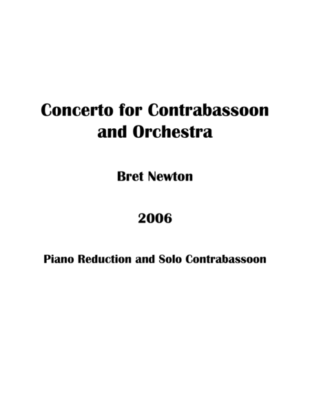 Concerto For Contrabassoon And Orchestra Piano Reduction Sheet Music