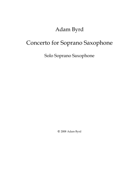 Concerto For Soprano Saxophone Piano Reduction Sheet Music