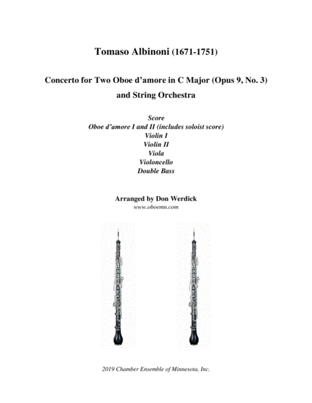 Free Sheet Music Concerto For Two Oboe D Amore In C Major Op 9 No 3 And String Orchestra