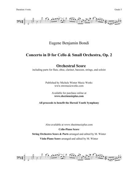 Concerto In D For Cello And Small Orchestra Op 2 Score Parts Sheet Music