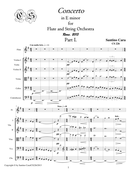 Concerto In E Minor For Flute And String Orchestra In Three Parts And Final Sheet Music