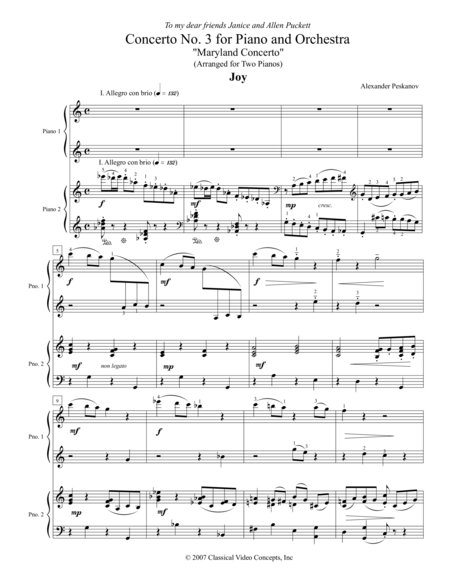 Free Sheet Music Concerto No 3 Maryland Concerto For Piano And Orchestra