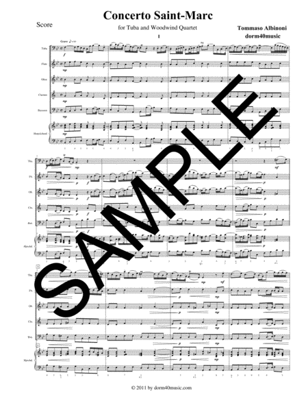 Concerto St Marc For Tuba Winds And Continuo Sheet Music