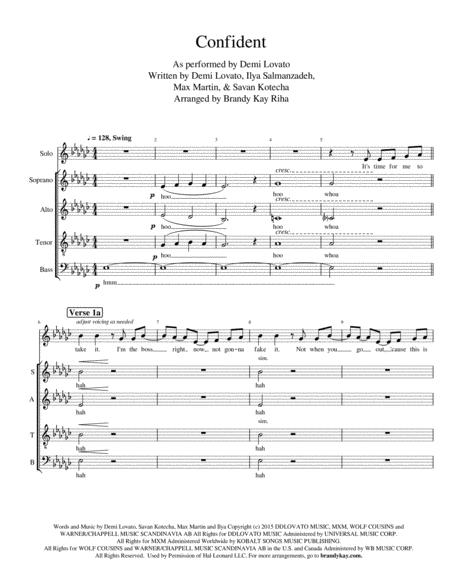 Free Sheet Music Confident Satb A Cappella