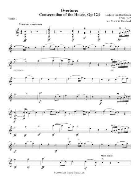 Free Sheet Music Consecration Of The House Overture Op 124