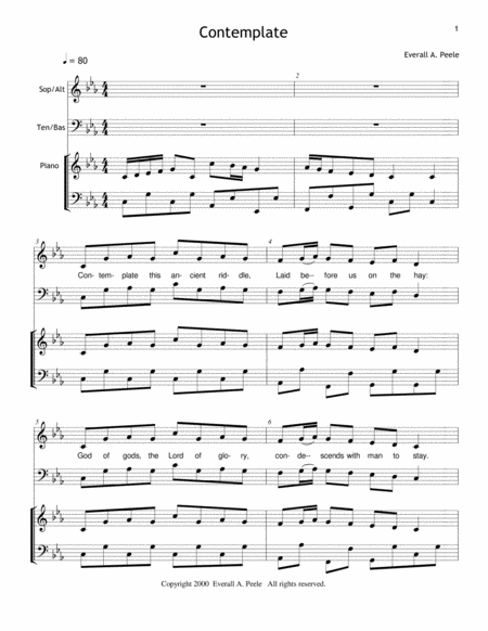 Free Sheet Music Contemplate Choir Version Includes Unlimited License To Copy