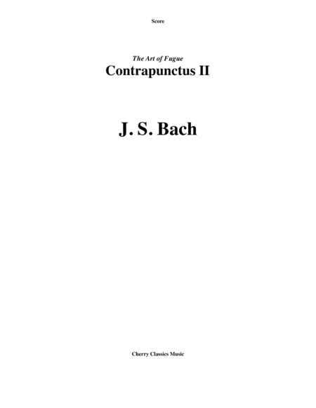 Contrapunctus Ii From The Art Of Fugue For Brass Quintet Sheet Music