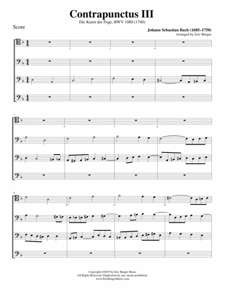 Contrapunctus Iii For Trombone Or Low Brass Quartet Sheet Music