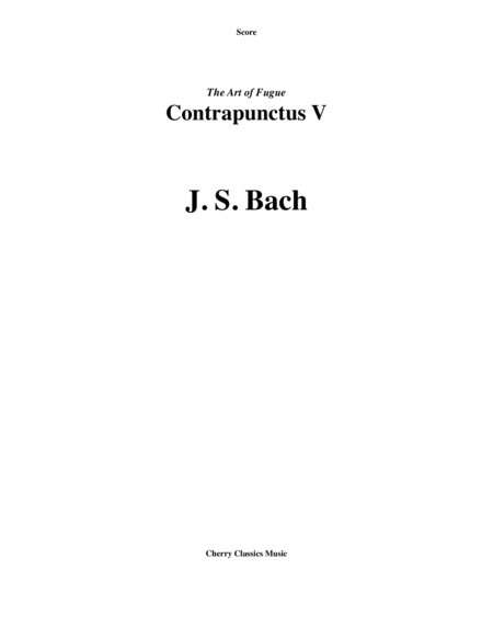 Free Sheet Music Contrapunctus V From The Art Of Fugue For Brass Quintet