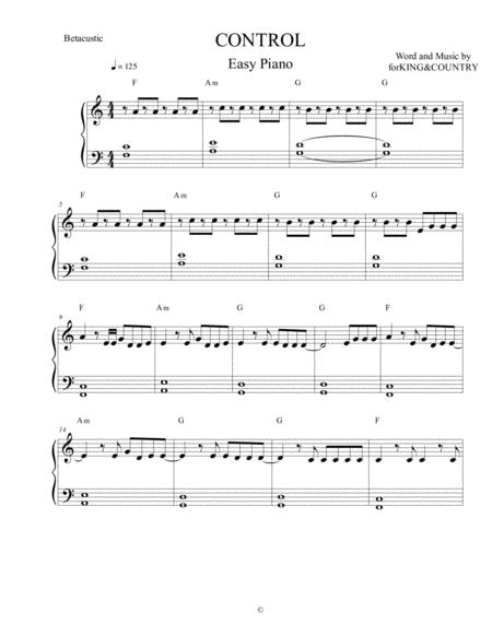 Free Sheet Music Control For King And Country Sheet Music Easy Piano