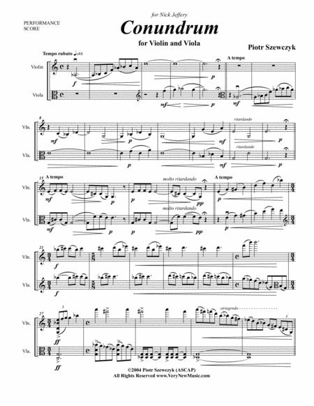 Free Sheet Music Conundrum For Violin And Viola