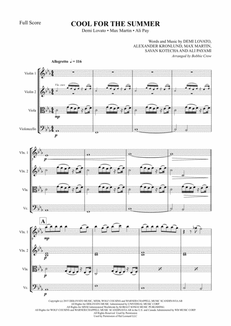 Free Sheet Music Cool For The Summer