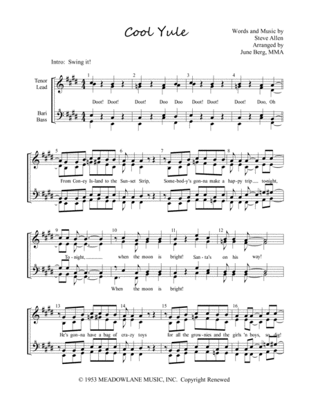 Free Sheet Music Cool Yule For Womens Quartet