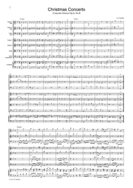 Free Sheet Music Corelli Christmas Concerto For String Orchestra Sc001