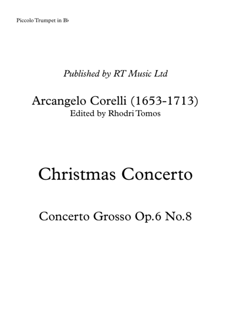 Corelli Christmas Concerto Solo Parts Sheet Music