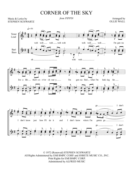 Free Sheet Music Corner Of The Sky Female Voicing